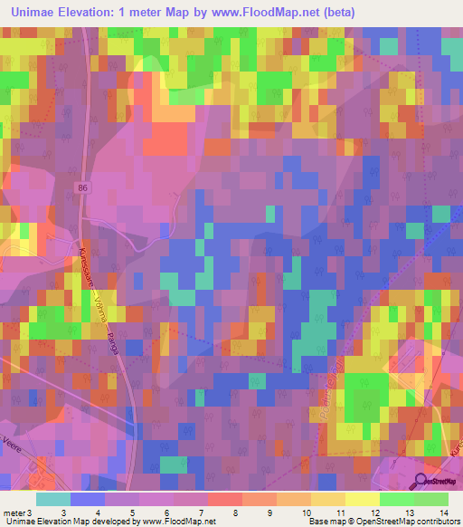 Unimae,Estonia Elevation Map