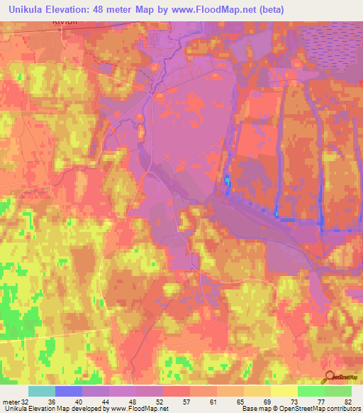 Unikula,Estonia Elevation Map