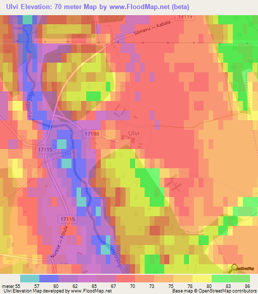 Ulvi,Estonia Elevation Map
