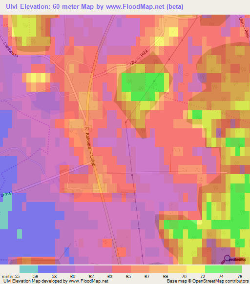 Ulvi,Estonia Elevation Map