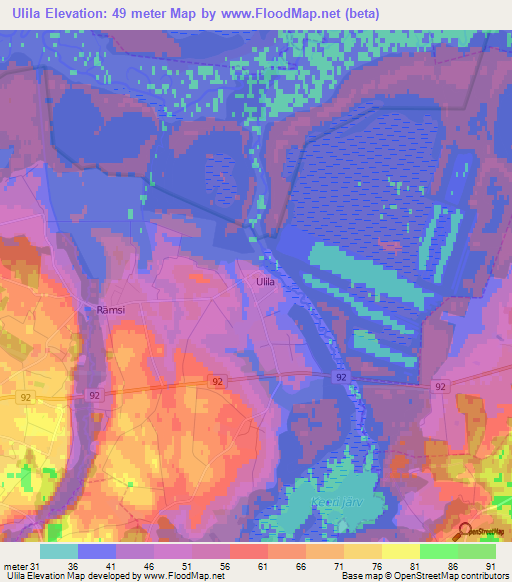 Ulila,Estonia Elevation Map