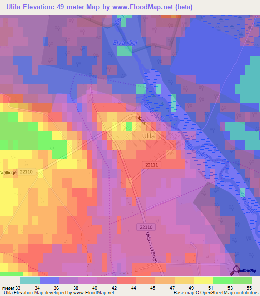 Ulila,Estonia Elevation Map