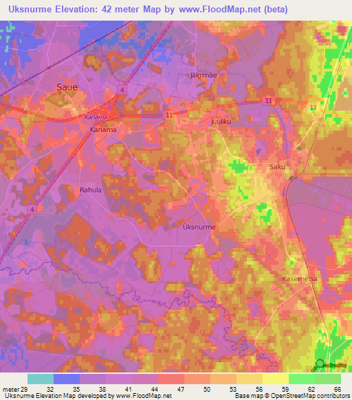 Uksnurme,Estonia Elevation Map