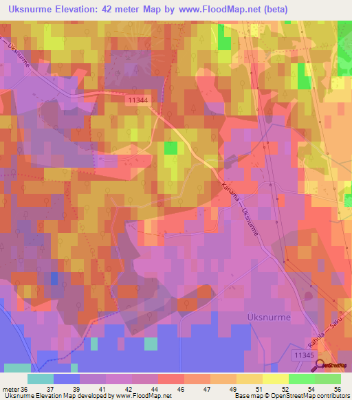 Uksnurme,Estonia Elevation Map