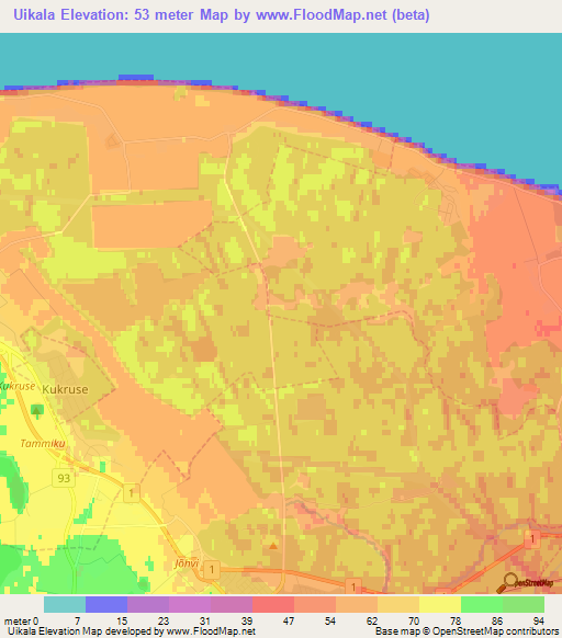 Uikala,Estonia Elevation Map