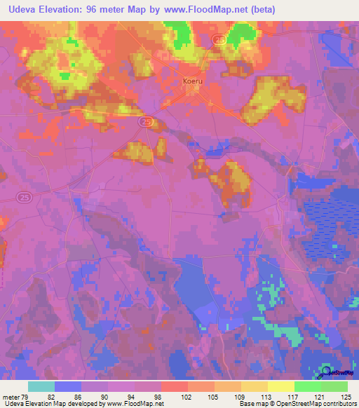 Udeva,Estonia Elevation Map