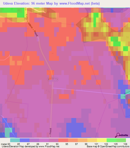 Udeva,Estonia Elevation Map