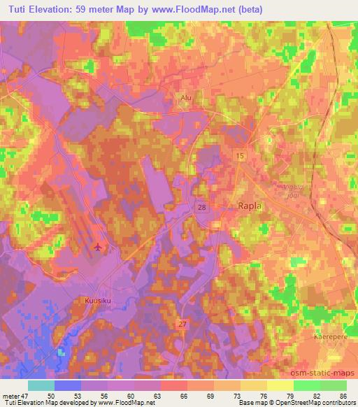 Tuti,Estonia Elevation Map
