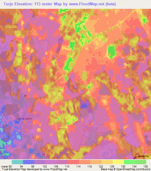 Turje,Estonia Elevation Map