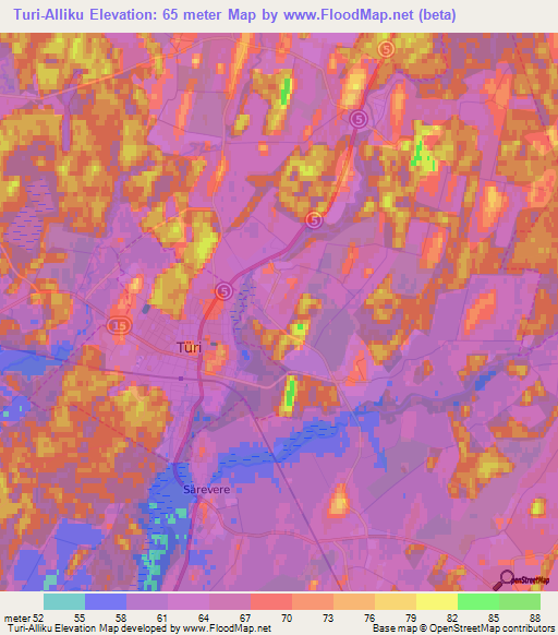 Turi-Alliku,Estonia Elevation Map