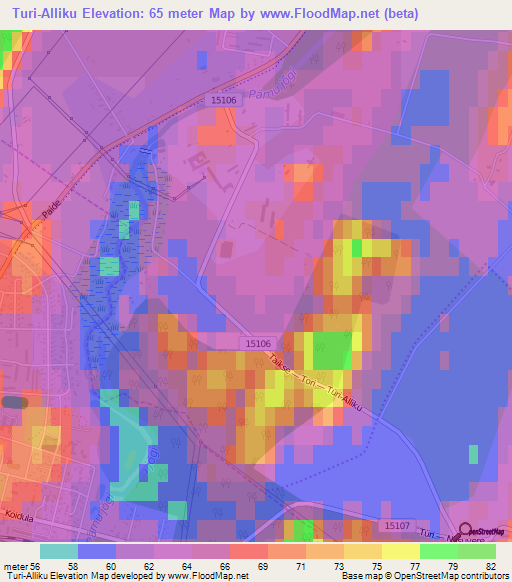 Turi-Alliku,Estonia Elevation Map