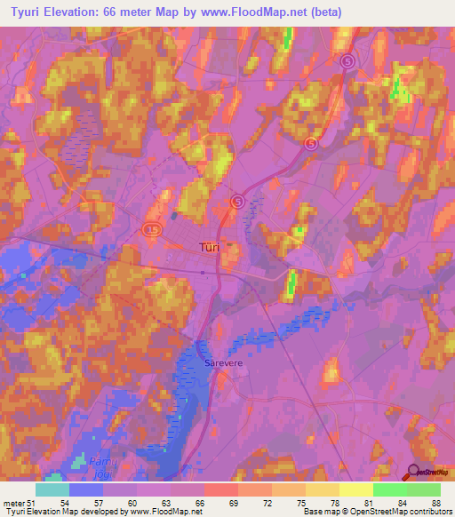 Tyuri,Estonia Elevation Map