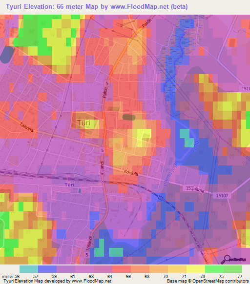 Tyuri,Estonia Elevation Map