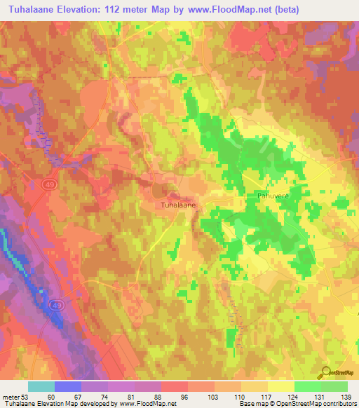 Tuhalaane,Estonia Elevation Map