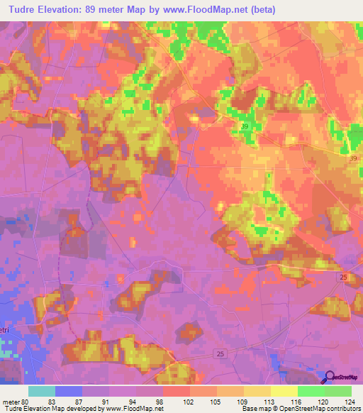 Tudre,Estonia Elevation Map
