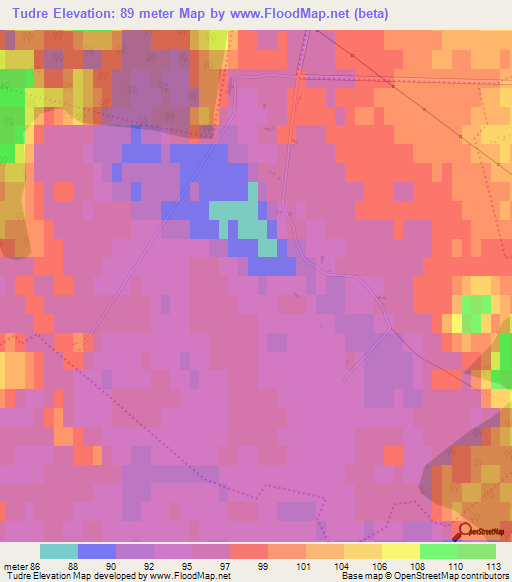 Tudre,Estonia Elevation Map