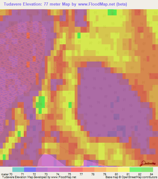 Tudavere,Estonia Elevation Map