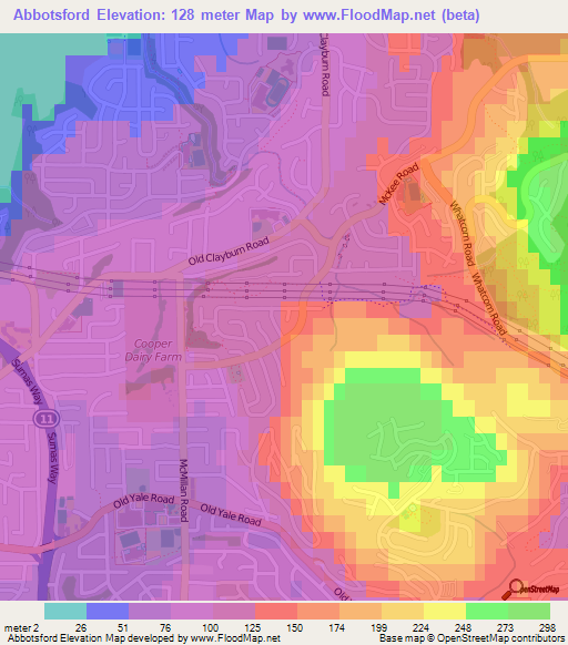 Abbotsford,Canada Elevation Map