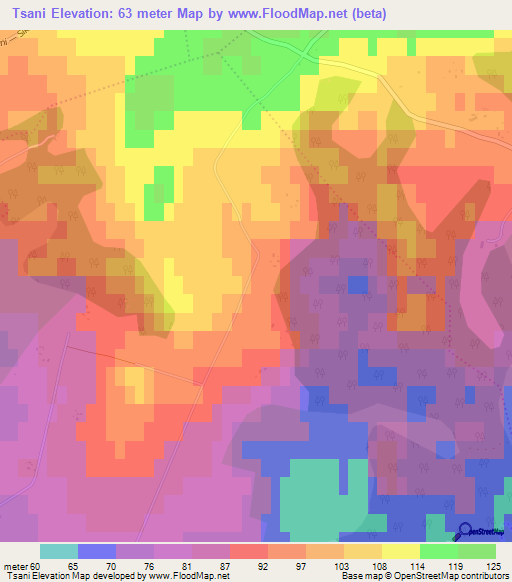 Tsani,Estonia Elevation Map