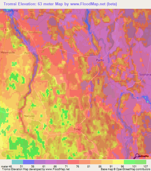 Tromsi,Estonia Elevation Map