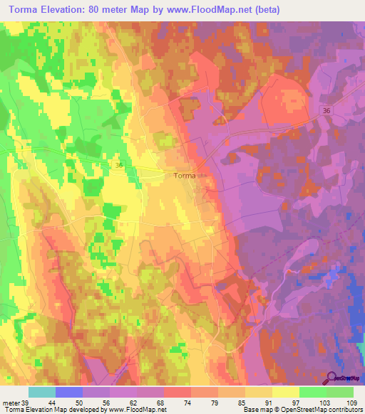 Torma,Estonia Elevation Map