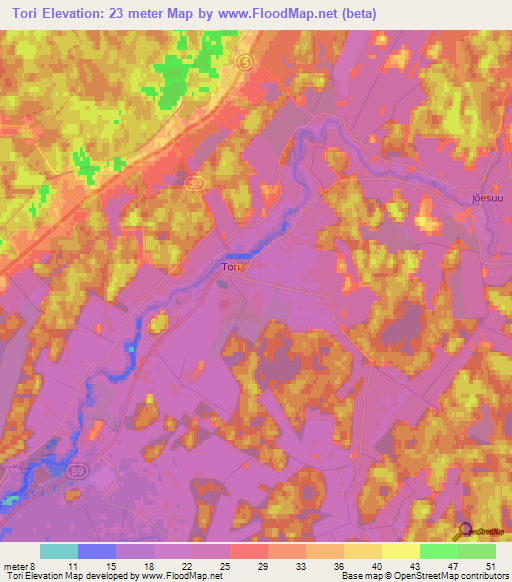 Tori,Estonia Elevation Map