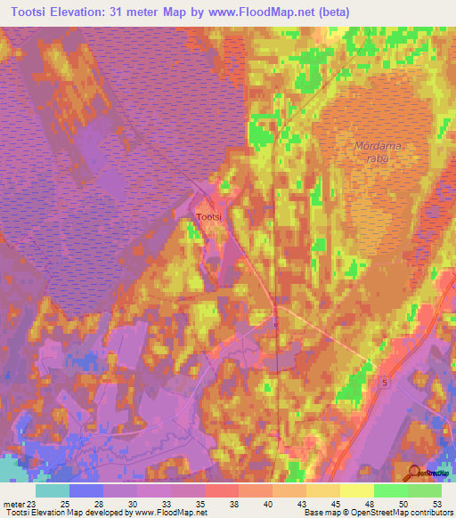Tootsi,Estonia Elevation Map