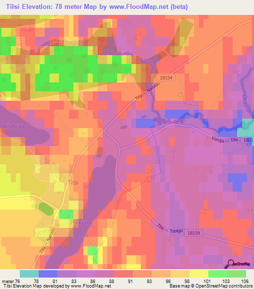 Tilsi,Estonia Elevation Map