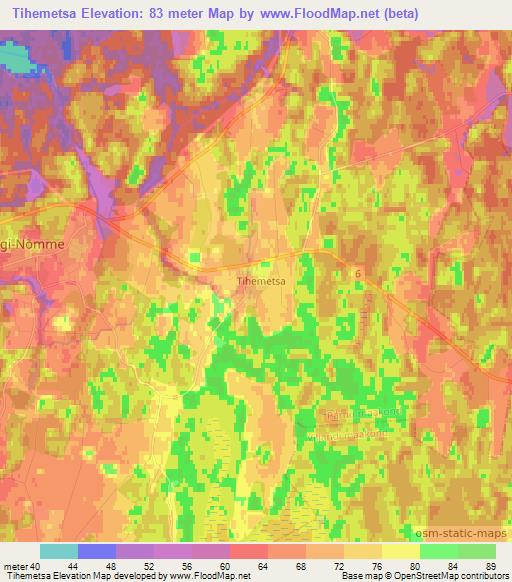 Tihemetsa,Estonia Elevation Map