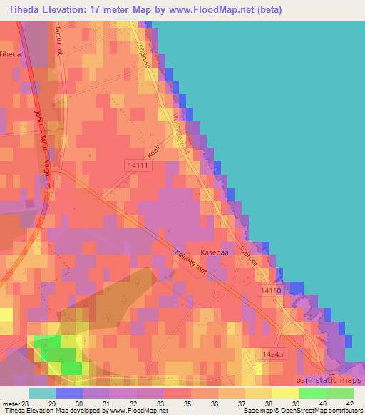 Tiheda,Estonia Elevation Map