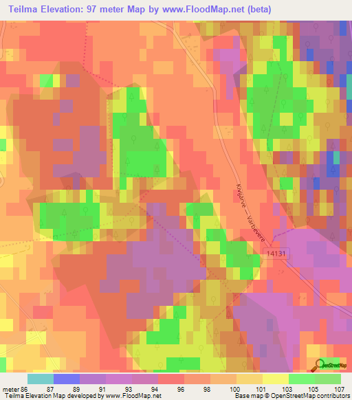 Teilma,Estonia Elevation Map