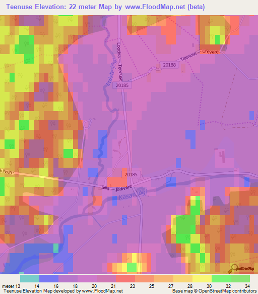 Teenuse,Estonia Elevation Map