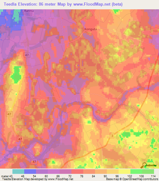 Teedla,Estonia Elevation Map