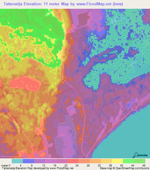 Tatterselja,Estonia Elevation Map