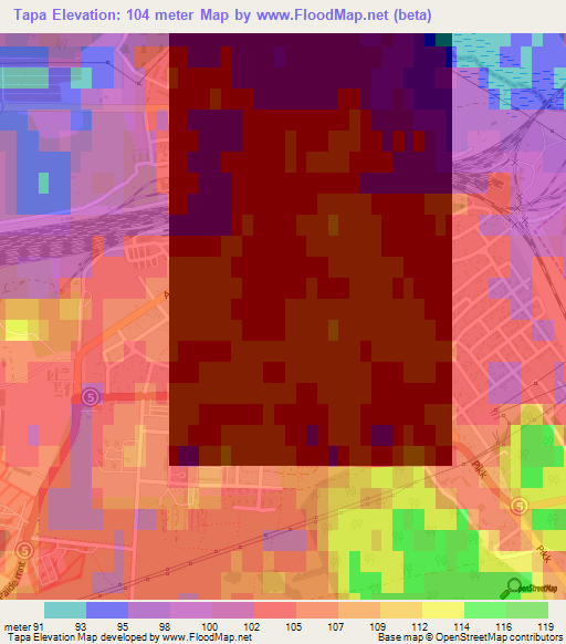 Tapa,Estonia Elevation Map