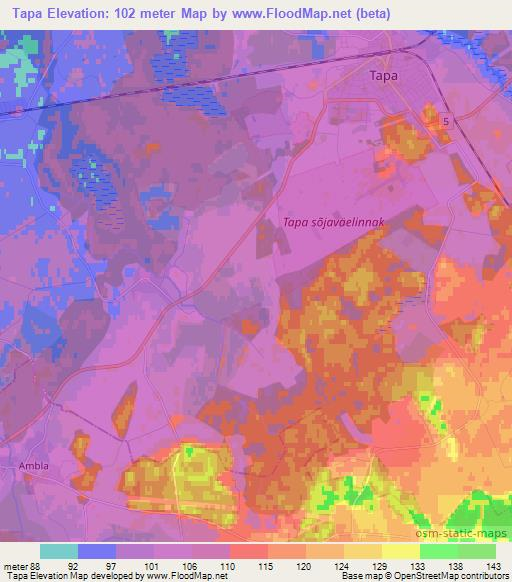 Tapa,Estonia Elevation Map