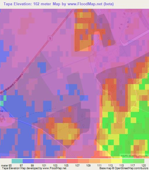 Tapa,Estonia Elevation Map