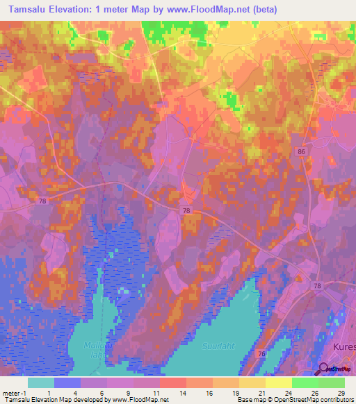 Tamsalu,Estonia Elevation Map