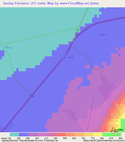 Qezlaq,Iran Elevation Map
