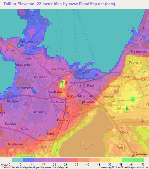 Tallinn,Estonia Elevation Map