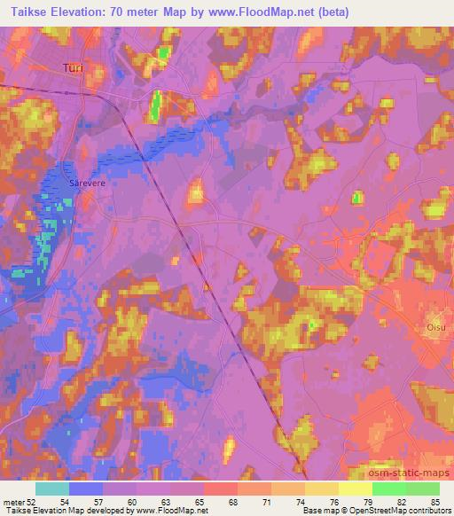 Taikse,Estonia Elevation Map