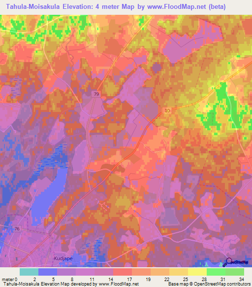 Tahula-Moisakula,Estonia Elevation Map