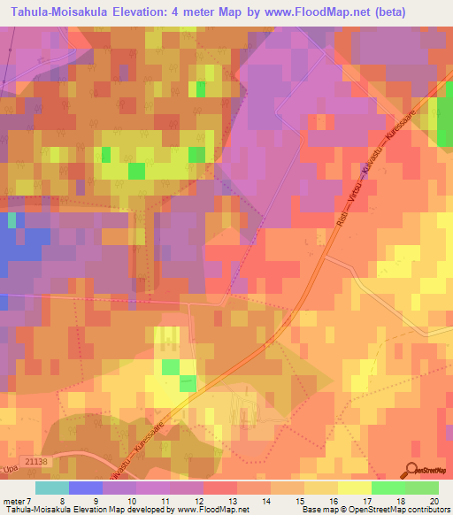 Tahula-Moisakula,Estonia Elevation Map