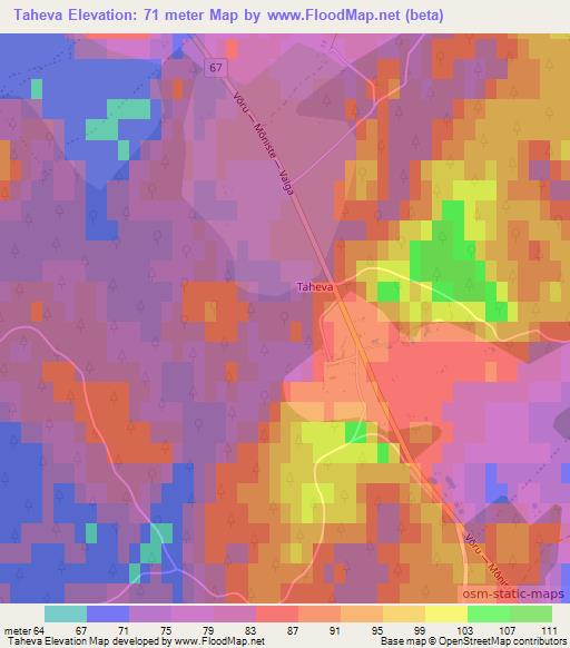Taheva,Estonia Elevation Map
