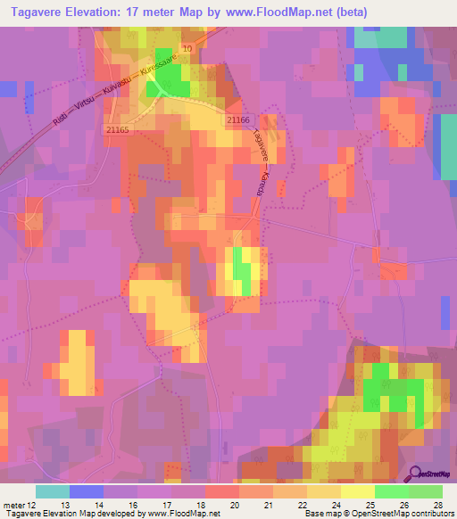 Tagavere,Estonia Elevation Map