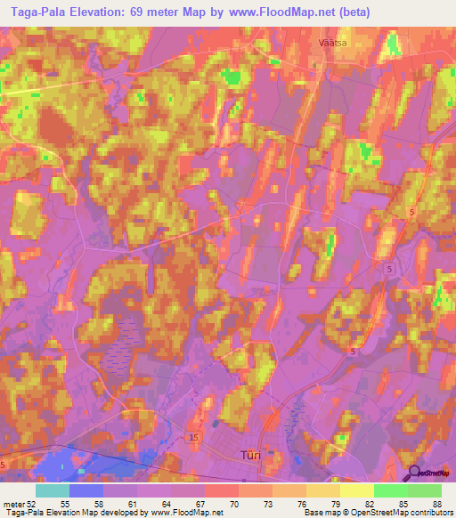 Taga-Pala,Estonia Elevation Map