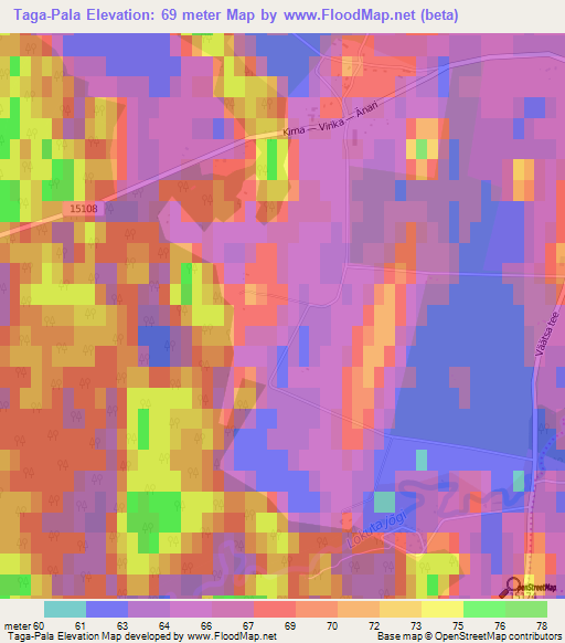 Taga-Pala,Estonia Elevation Map
