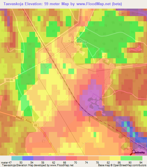 Taevaskoja,Estonia Elevation Map