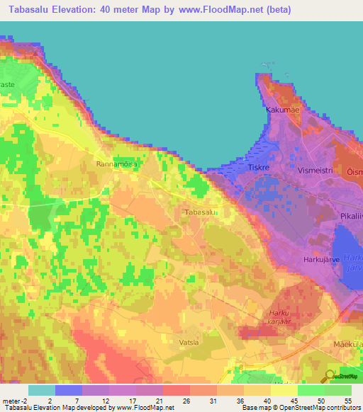 Tabasalu,Estonia Elevation Map