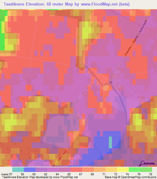 Taadikvere,Estonia Elevation Map